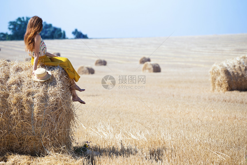 美丽的景观圆环和田野女孩图片