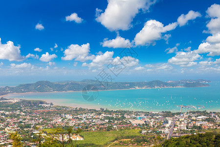 夏日泰国普吉的全景背景图片