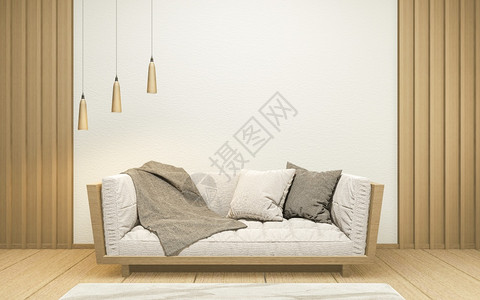 沙发木制日本人设计在房间木制地板上背景图片