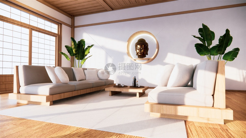 japn房间的椅子和白色背景为编辑3d提供窗口图片