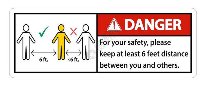 127英尺危险保持6英尺的距离为了你安全请保持至少6英尺的距离在你和其他人之间设计图片