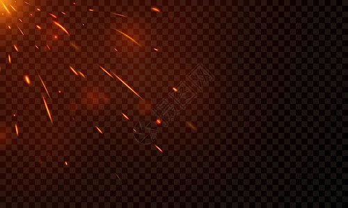 爆炸橙色燃烧的红色火花现实的焰抽象背景插画