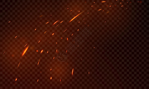 爆炸透明素材燃烧的红色火花现实的焰抽象背景插画