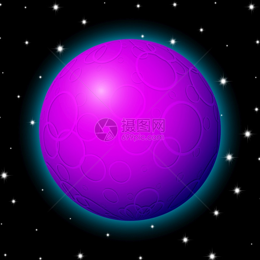 紫色卡通风格外星球图片