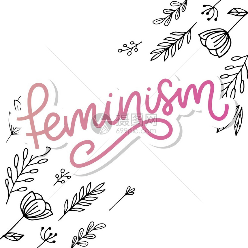 印刷设计女主义字母图形元素印刷字母设计女积极口号女激励口号女主义力量插图时装涂鸦风格的女主义字母图片
