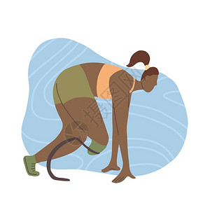 斯托非洲的grloewithmadleg马拉松跑步闪电式强健的女运动员全民卡片文章和你的创造力矢量艺术配假腿的非洲女跑步启动马拉松跑插画