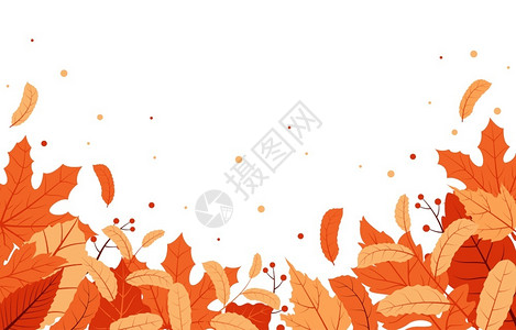 秋天橙色边框秋天枫叶背景边框插画
