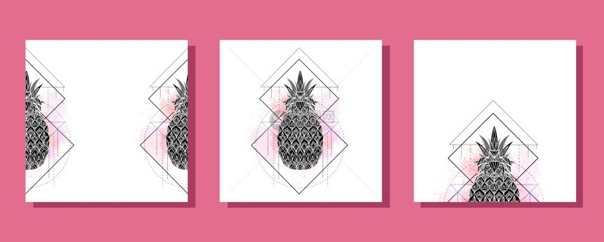 菠萝元素插图卡片明信片插图图片