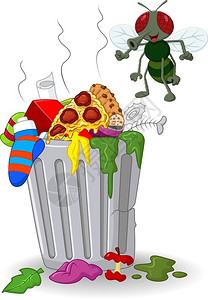 卡通垃圾桶端着水桶蚂蚁高清图片