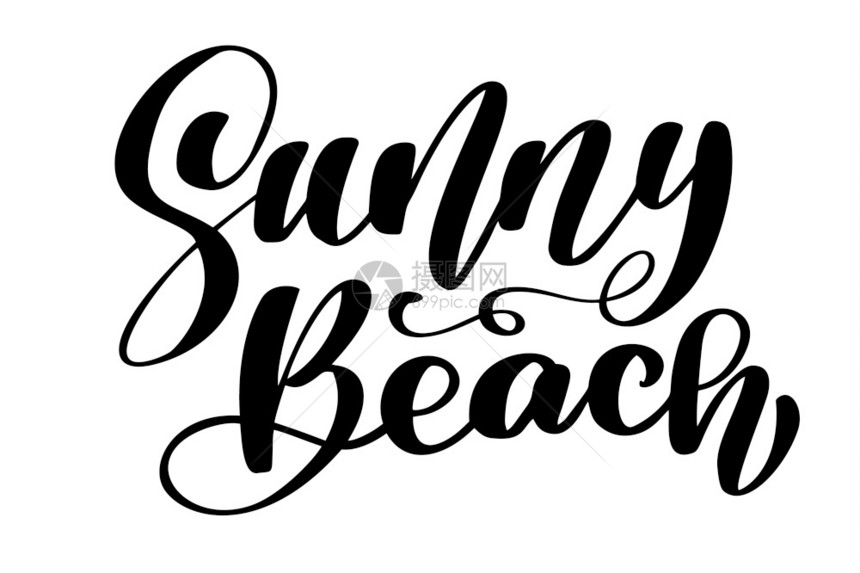 阳光海滩英文艺术文字字体图片