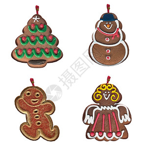 数字化的圣诞节姜饼干3d插图图片