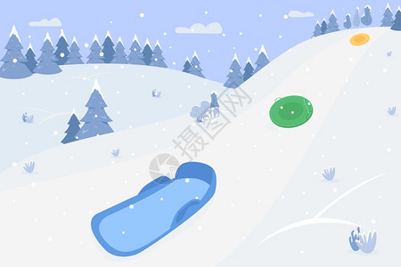 雪橇雪山运动插画图片