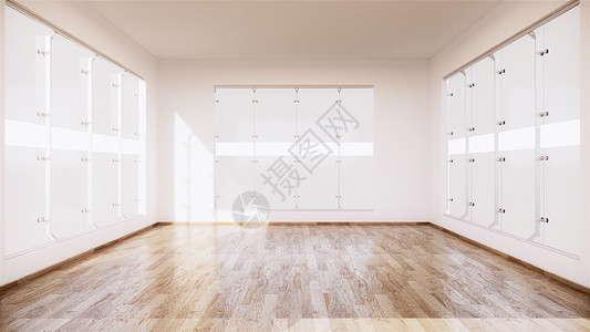 白色墙底有木地板的旧空房内白色墙底有木地板3D图片