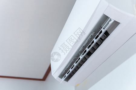 热空调白色墙室的冷空调系统背景