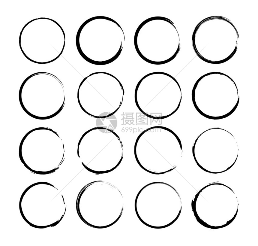 grune圆刷矢量孤立的网络元素墨水架黑色抽象的圆环矢量笔刷中储存矢量eps10图片