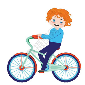 男孩骑自行车插图图片