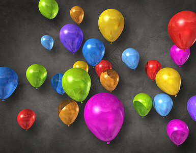 深混凝土背景上的多彩气球3d插图表示混凝土背景上的多彩气球图片