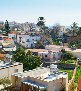 帕福斯镇空中天线典型建筑房屋Cyprus图片
