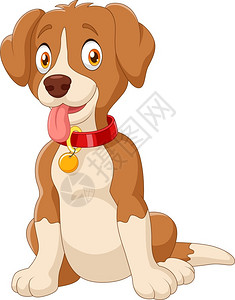 狗项链吐舌头的狗插画