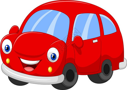 红色汽车可爱的漫画插图图片