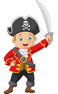 拿着的卡通海盗船长背景图片