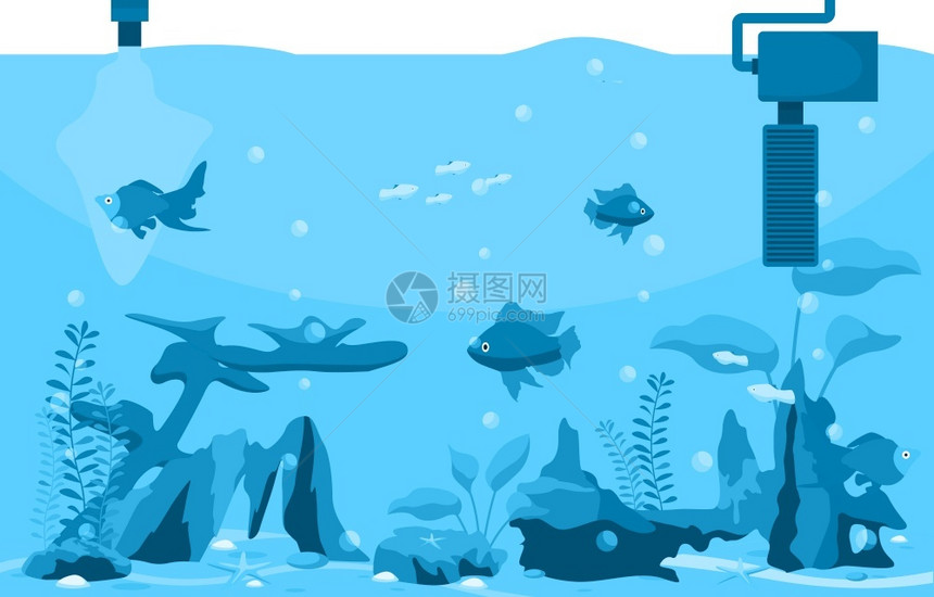 蓝色深海世界水生动植物海草图片