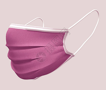 3d插图粉红色外科面罩的数码化背景图片