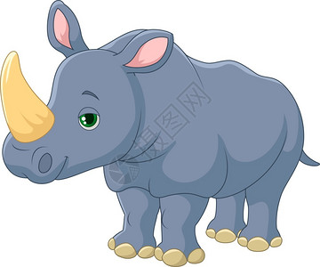 非洲动物卡通可爱的犀牛漫画插画
