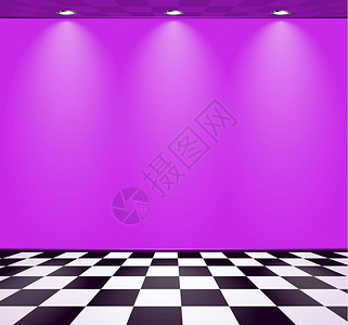 黑白地板素材80s风格的蒸气波室有紫墙插画