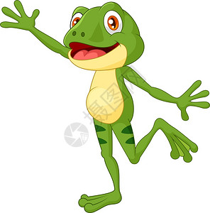 卡通可爱的青蛙手挥满脸欢乐的笑图片