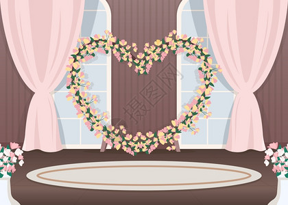 婚介服务2d卡通背景海婚介厅光区平面彩色矢量插图背景图片