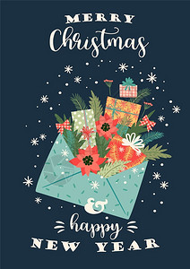 圣诞节和快乐的新年插图背景图片