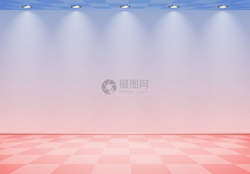 80s风格的蒸气波室有粉红色和蓝的墙壁图片