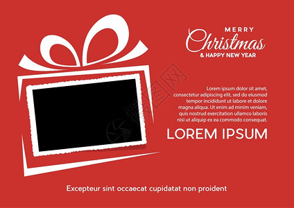 带有照片空白框的圣诞节和背景照片空白框要插入图片的矢量模板海报和邀请背景图片
