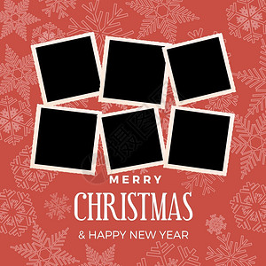 圣诞照片圣诞节和冬季背景带照片空白框带图片插入的矢量模板插画