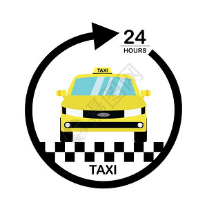 黄色出租汽车服务卡通矢量图图片
