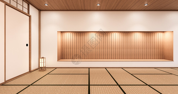 在Tatmi垫地板上壁柜架日本式的会议室3D图片