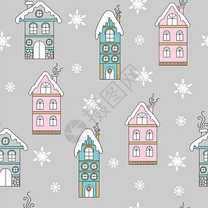 卡通可爱冬天房屋图片