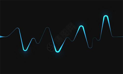 电子脉冲灰色技术矢量图示上的蓝线波无电插画