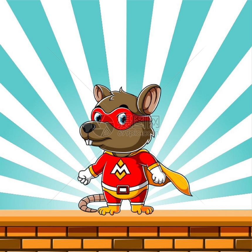 超级鼠使用电动装扮站在墙上图片