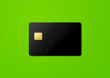 绿色背景的黑信用卡模板3d插图绿色背景的黑信用卡图片