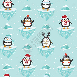 沉默企鹅元素圣诞节企鹅元素背景插画