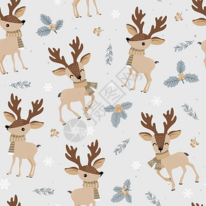 圣诞节无缝模式包括驯鹿背景冬季模式鹿包装纸冬季问候网页背景圣诞节和新年贺卡背景图片
