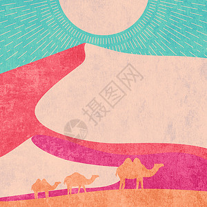 沙漠中的丘古老最低限度海报泥沙设计背景图片