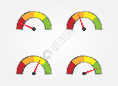 带有p彩色扇形和不同箭头偏转度的仪器比例表简单设计图片