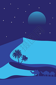 夜间沙漠中的山丘海报设计图片