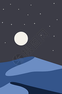 夜间沙漠中的山丘海报设计高清图片
