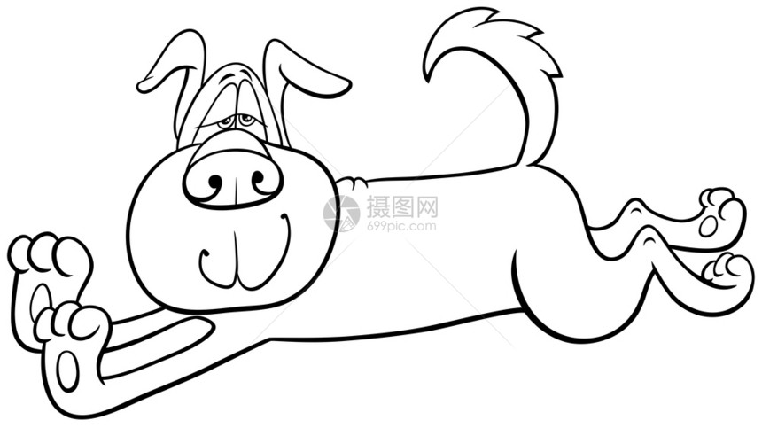 滑稽拉的困睡狗漫画动物格彩色书页插图图片