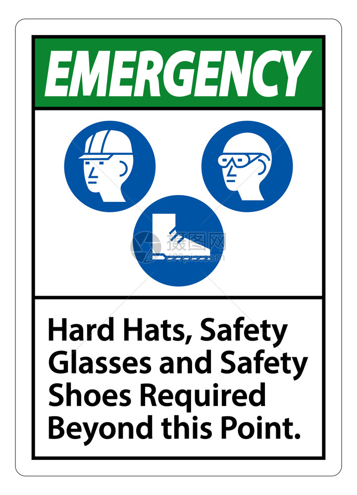 超过此点需要的硬帽子安全眼镜和鞋带有页码符号图片