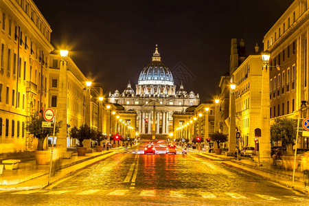 夏夜在梵蒂冈的圣彼得徒巴西里卡basilc高清图片